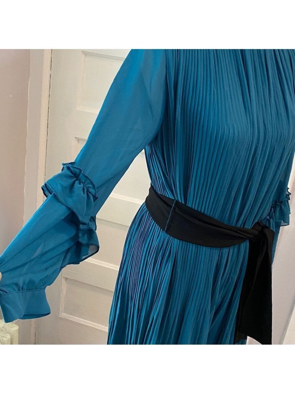 NWT Zara Teal Pleated Jumpsuit - Belted, Size L - Picture 14 of 16